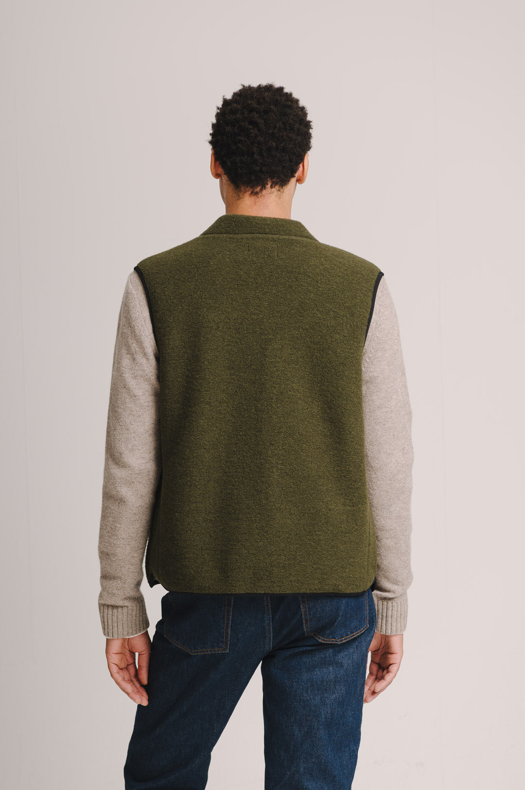 Green Boiled Wool Gilet, Gilet - SIRPLUS