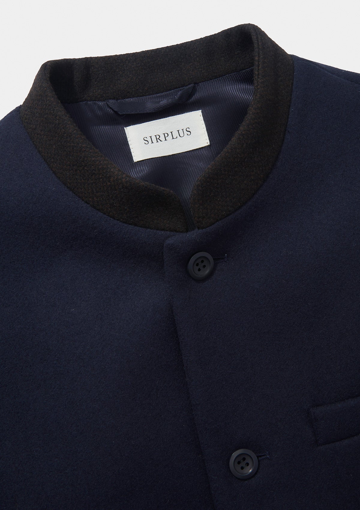 Navy & Dark Brown Wool Cashmere Nehru Waistcoat, Nehru Waistcoat - SIRPLUS