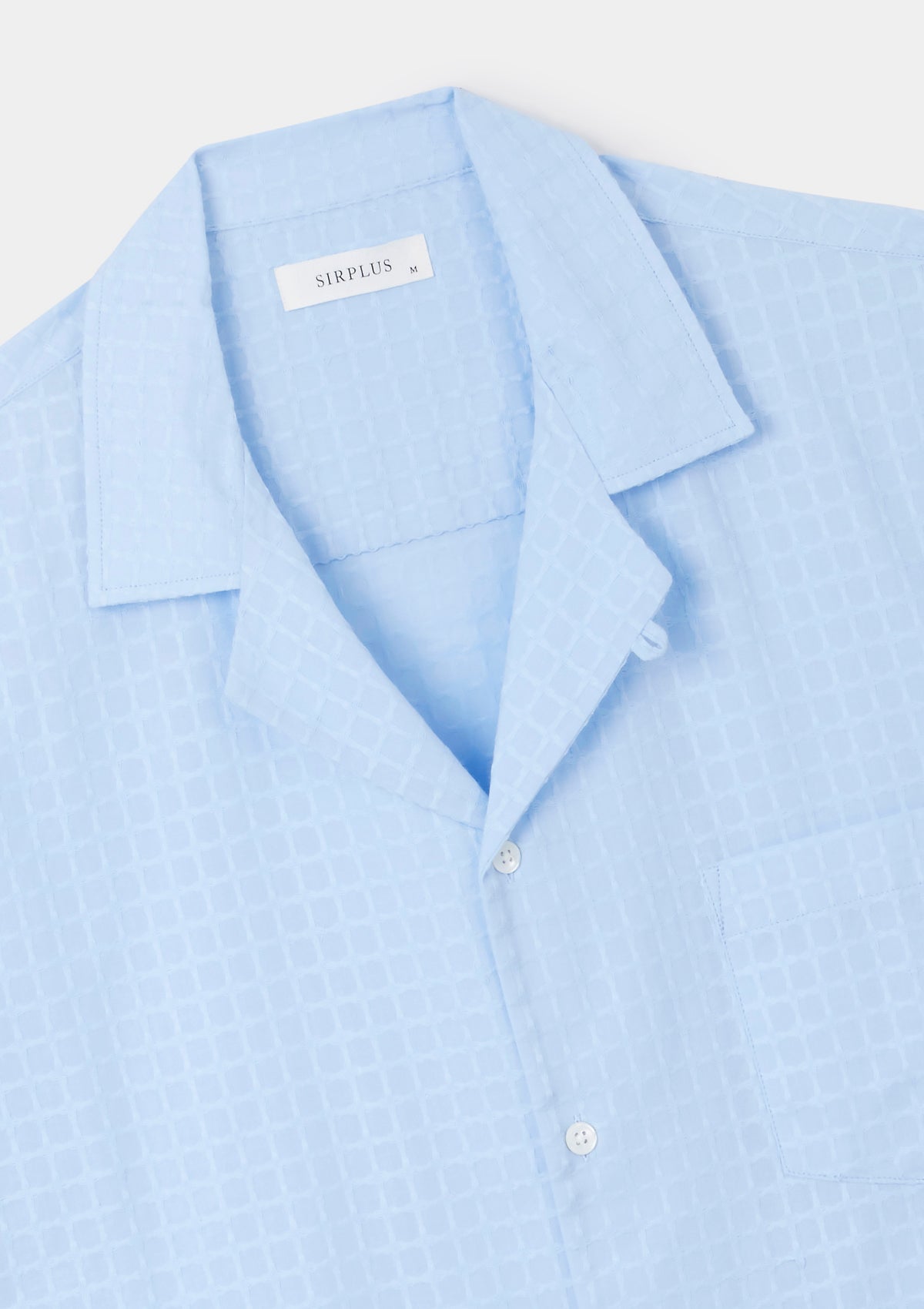 Sky Blue Square Stitch Cuban Shirt, Cuban Shirt - SIRPLUS