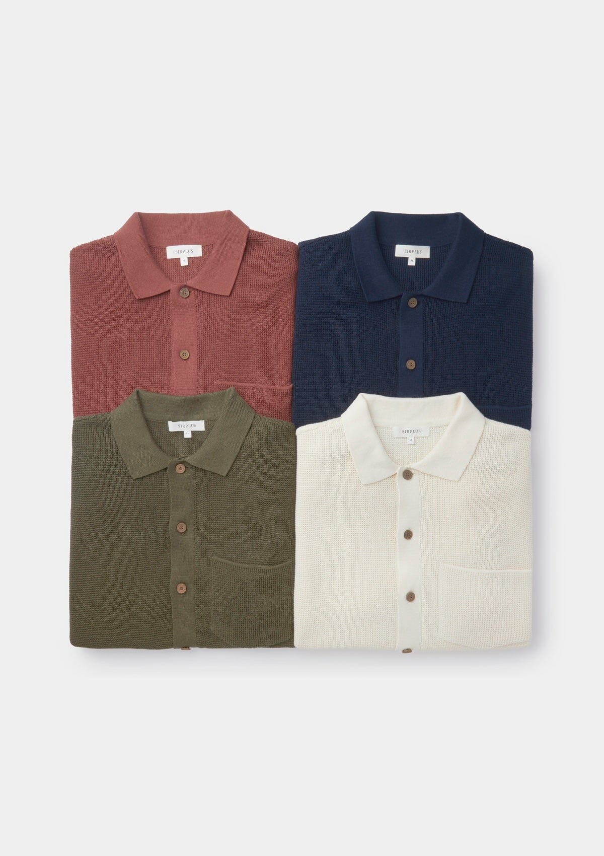 Olive Waffle Knit Polo, Polo Shirts - SIRPLUS