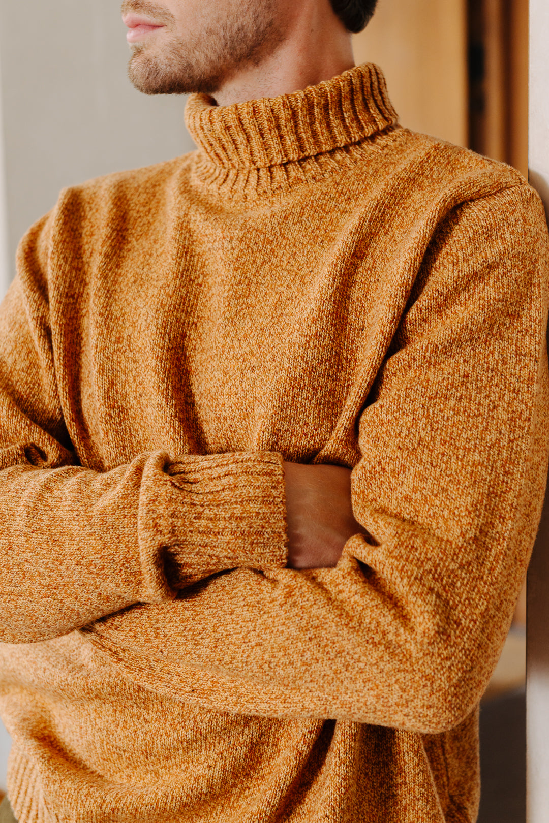 Apricot Melange Roll Neck Jumper, Roll Neck Jumper - SIRPLUS