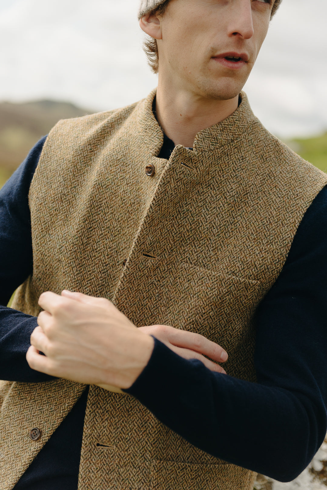 Barley Harris Tweed Nehru Waistcoat, Nehru Waistcoat - SIRPLUS