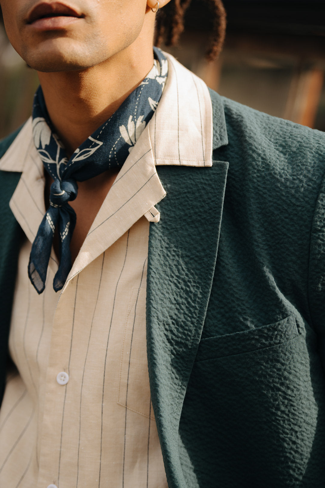 Ecru Pinstripe Cotton Cuban Shirt, Cuban Shirt - SIRPLUS