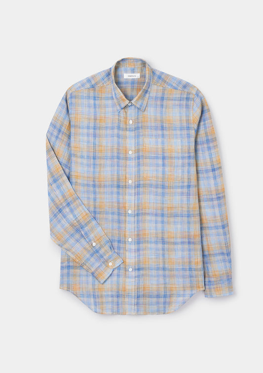 Sunwashed Check Linen Shirt, Collar Shirt - SIRPLUS