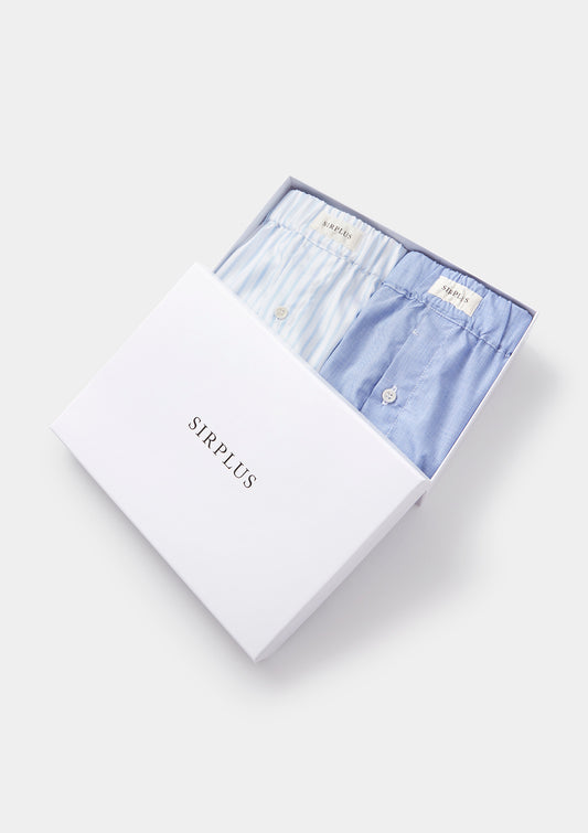 Blue Chambray & Stripe Boxer Shorts Gift Box, Gift Box - SIRPLUS