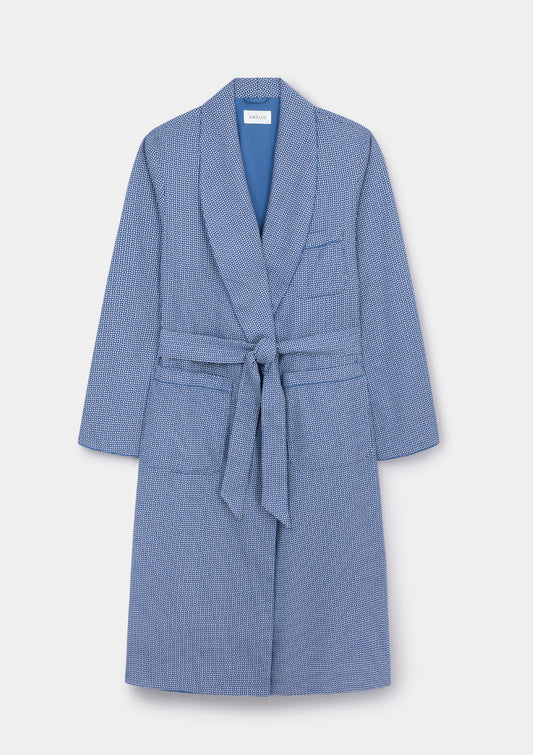 Blue Sashiko Cotton Dressing Gown, Dressing Gown - SIRPLUS