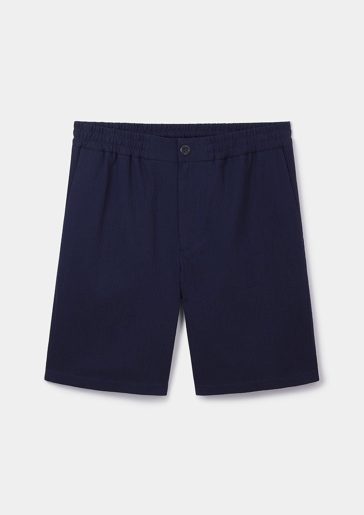Navy Seersucker Drawstring Shorts, Shorts - SIRPLUS