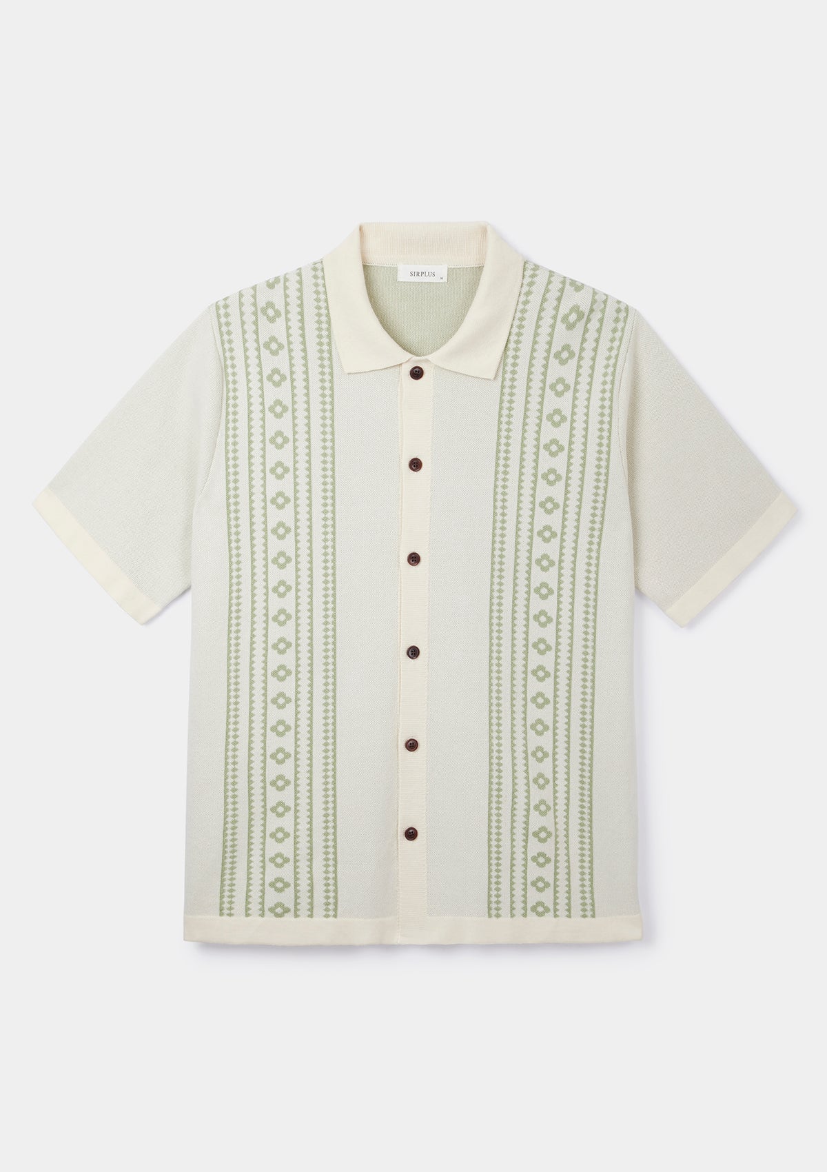 Green Flower Jacquard Polo, Polo Shirt - SIRPLUS