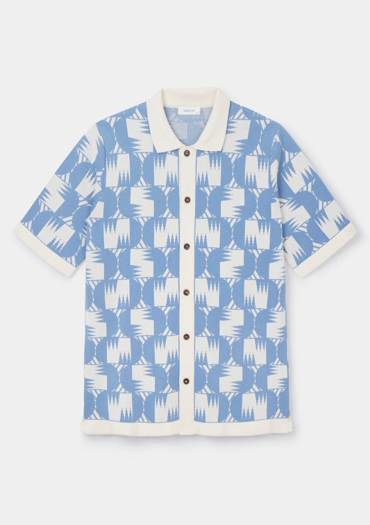 Ceramic Blue Underground Tapestry Jacquard Polo, Polo Shirt - SIRPLUS