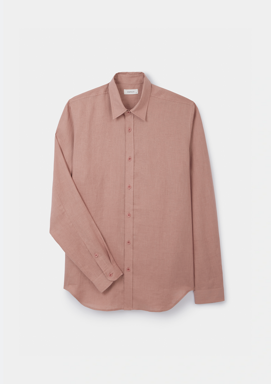 Chalk Pink Linen Collared Shirt, Collar Shirt - SIRPLUS