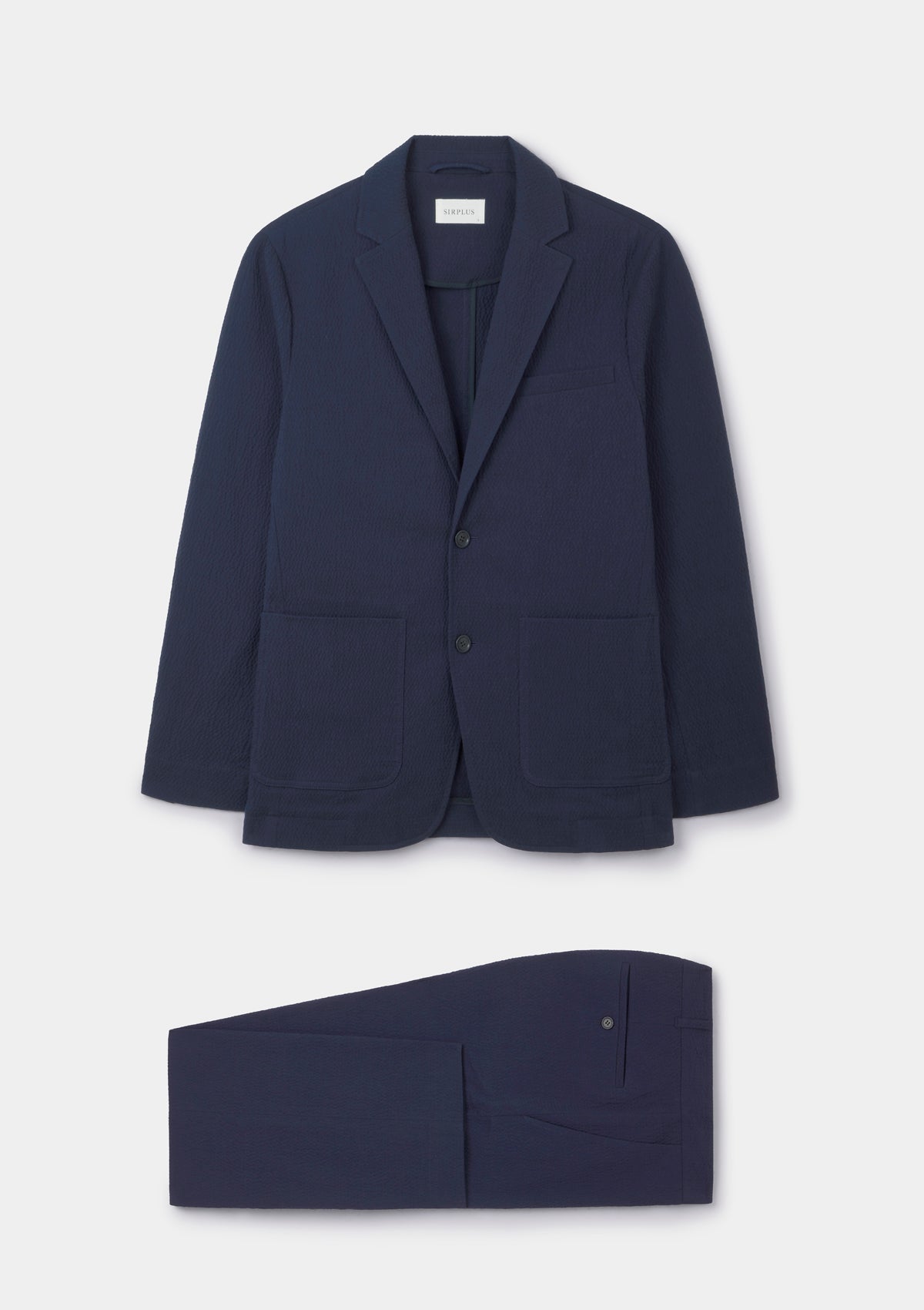 Dark Navy Seersucker Casual Trousers, Chinos - SIRPLUS