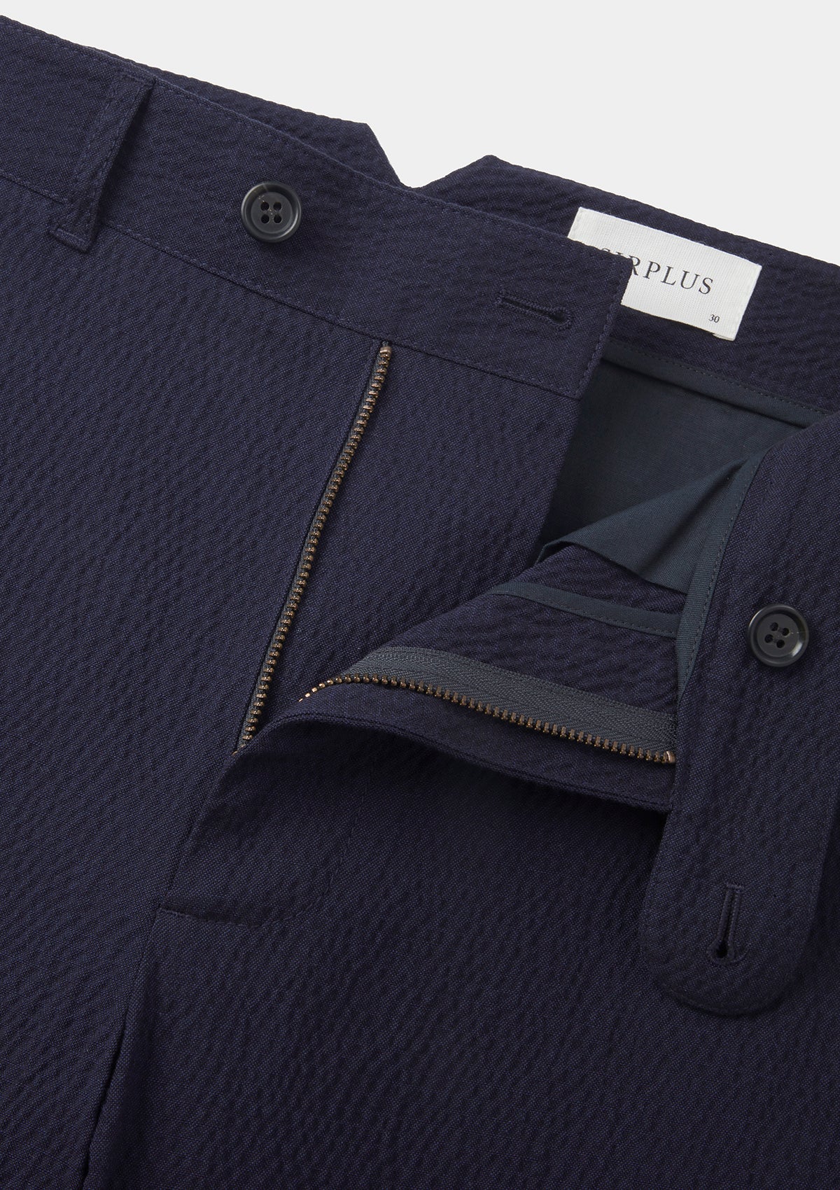 Navy Seersucker Relaxed Shorts, Shorts - SIRPLUS