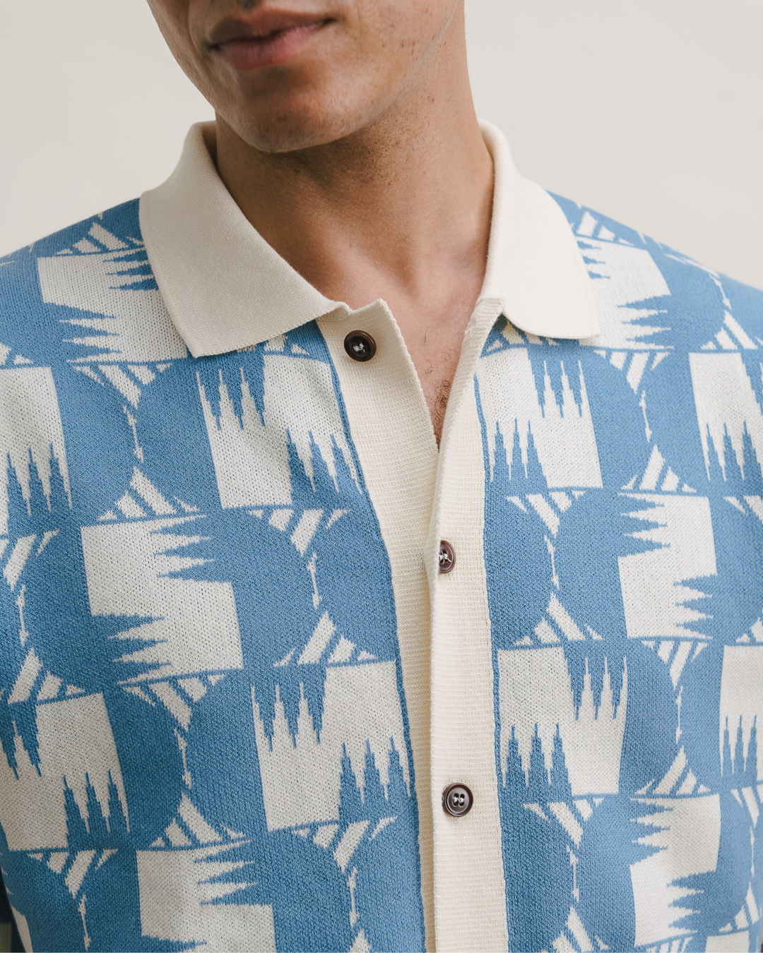Ceramic Blue Underground Tapestry Jacquard Polo