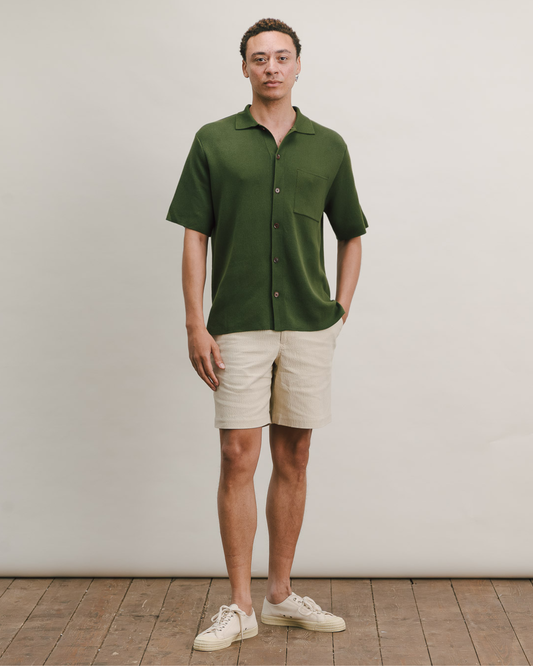 Cactus Green Cotton Knit Polo