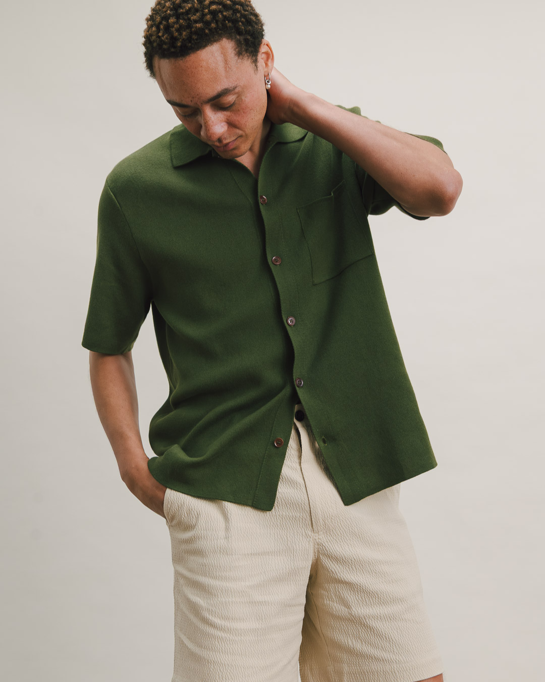 Cactus Green Cotton Knit Polo