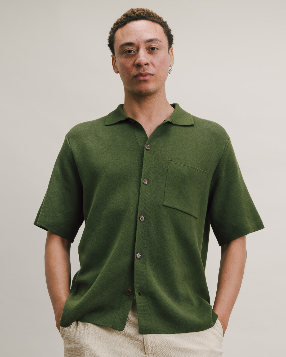 Cactus Green Cotton Knit Polo