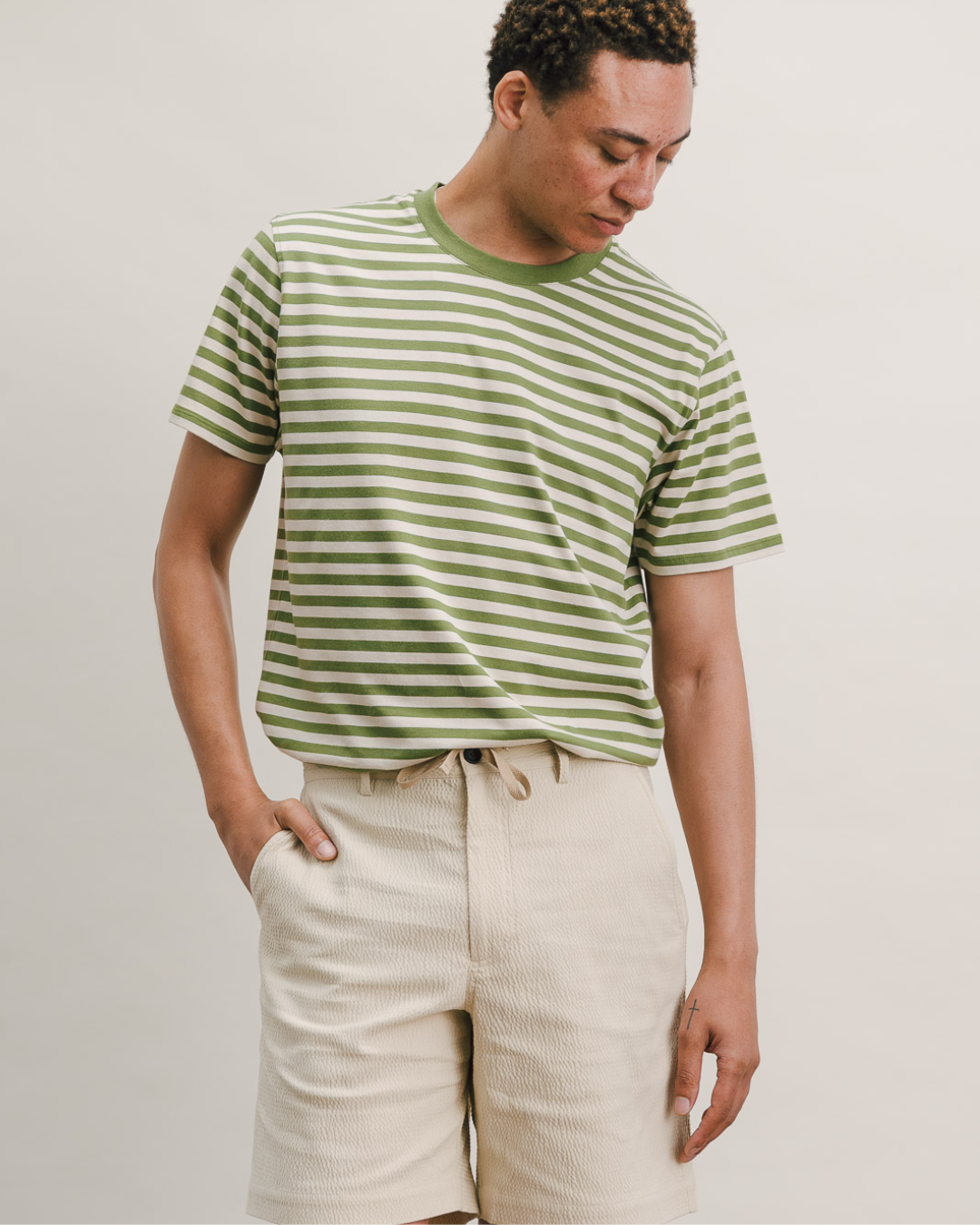 Apple Green Stripe Organic Cotton T-Shirt