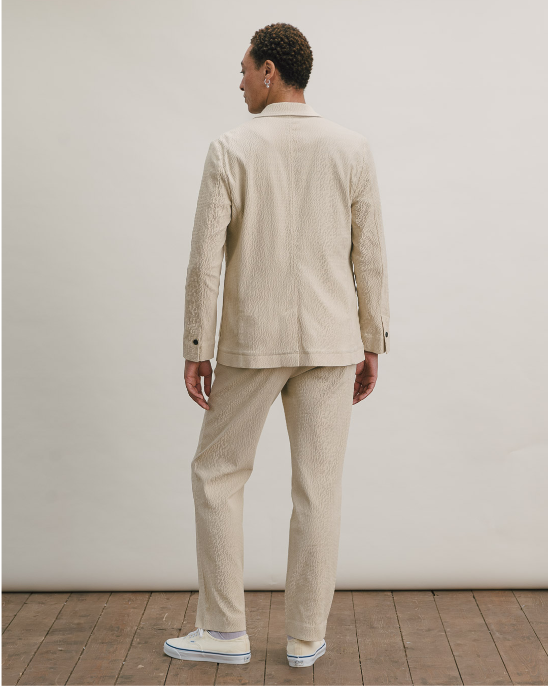 Ecru Seersucker Cotton Blazer