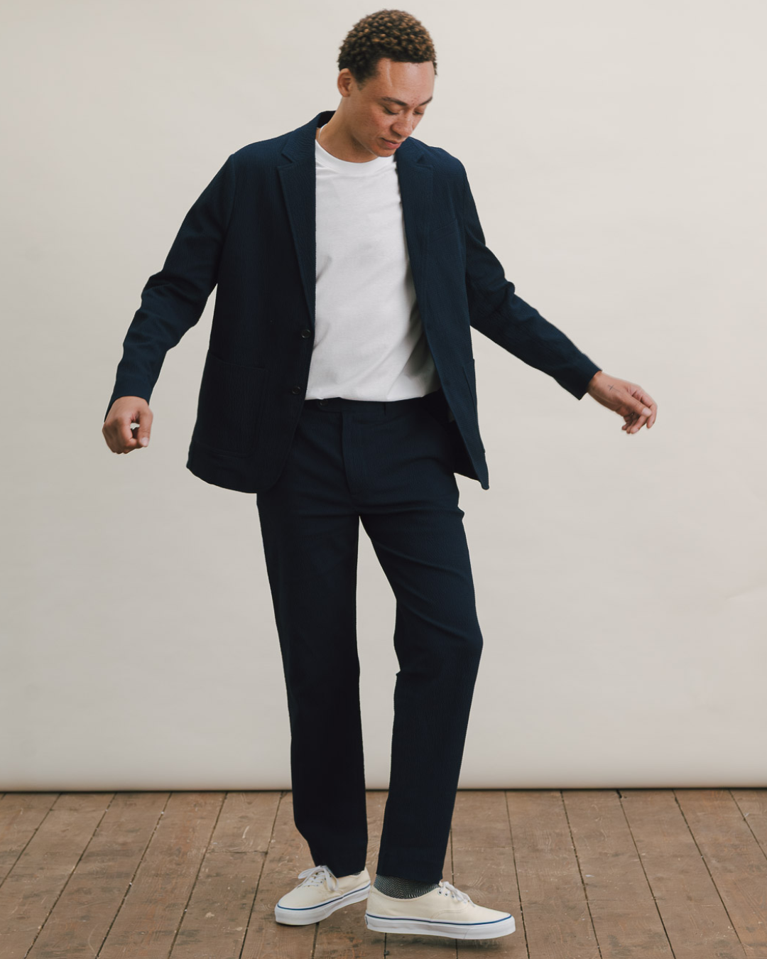 Dark Navy Seersucker Cotton Suit