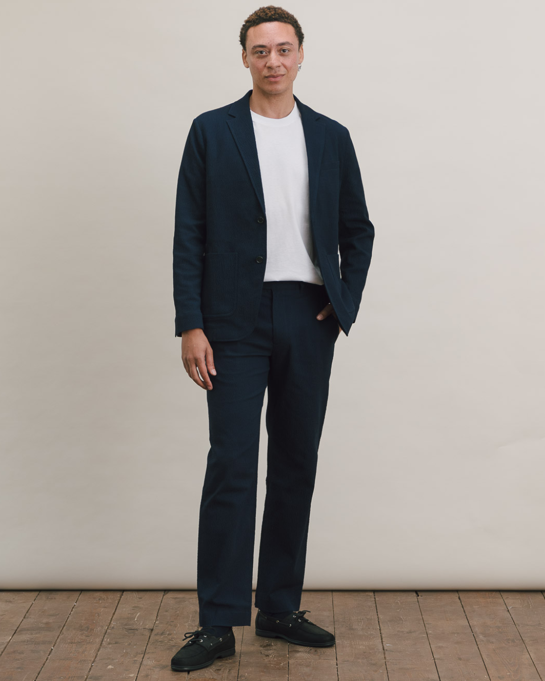 Dark Navy Seersucker Cotton Suit