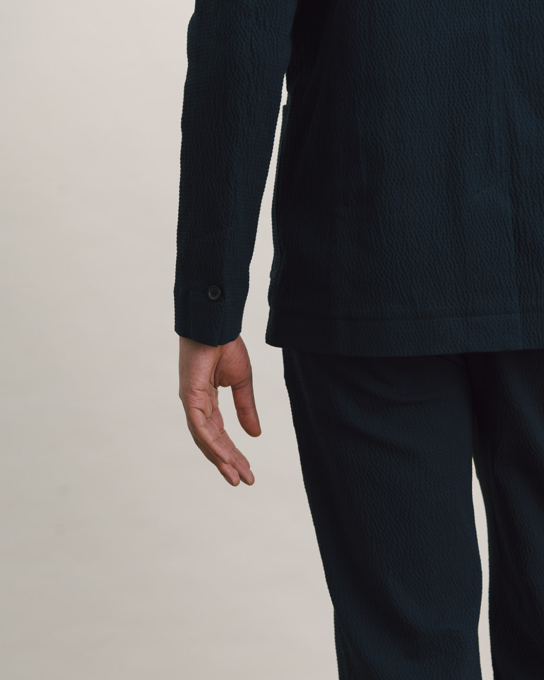 Dark Navy Seersucker Cotton Blazer