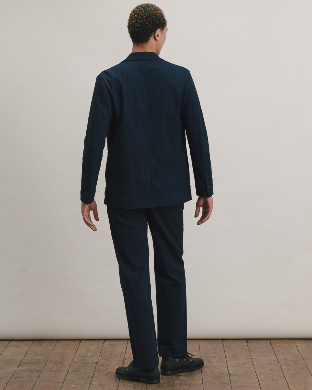 Dark Navy Seersucker Cotton Blazer