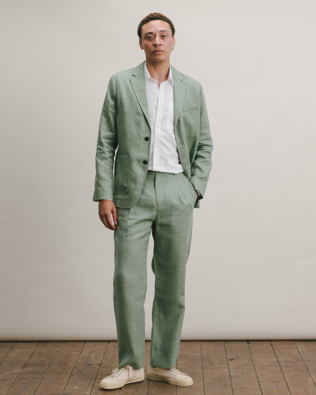 Ash Green Linen Blazer