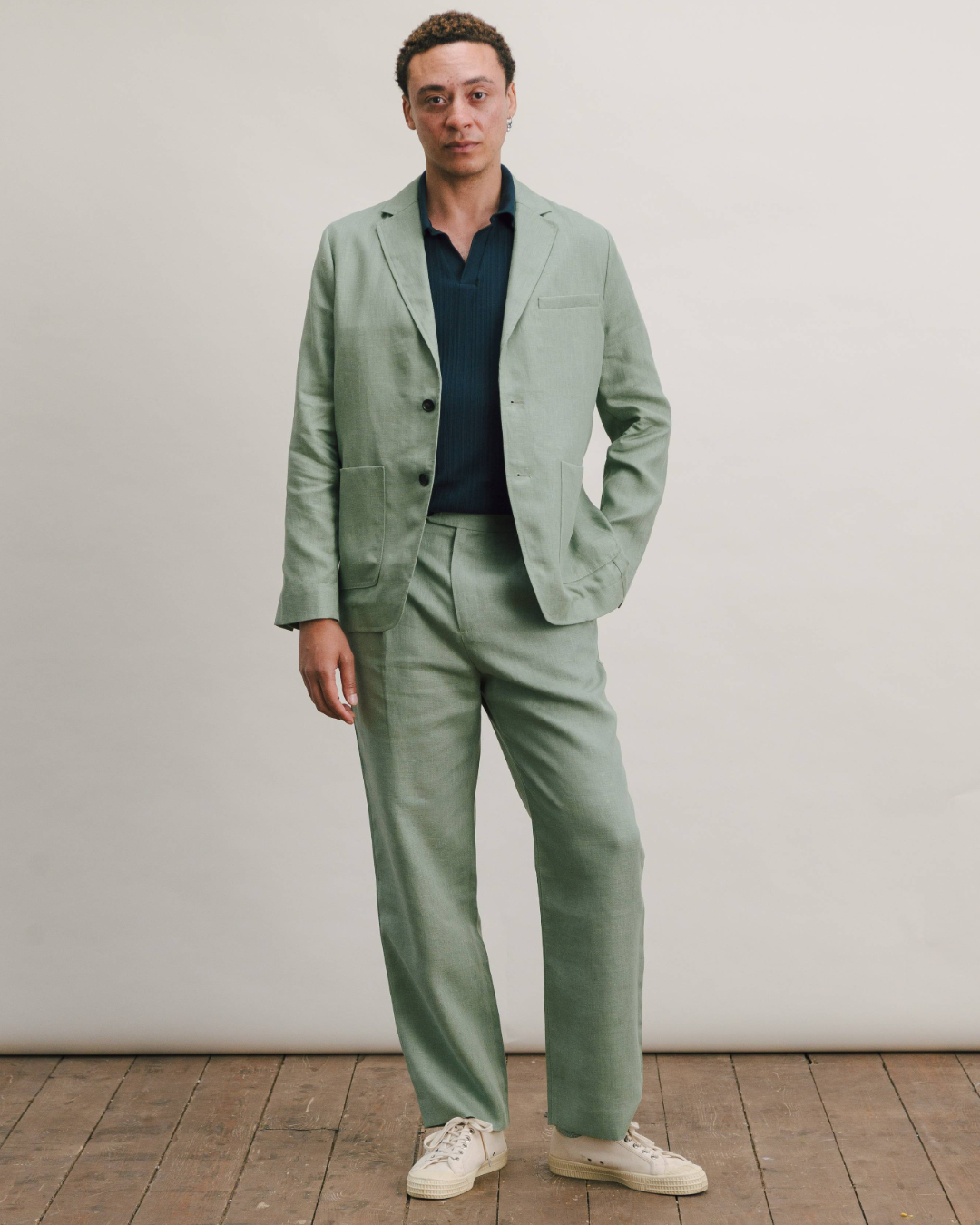Ash Green Linen Suit
