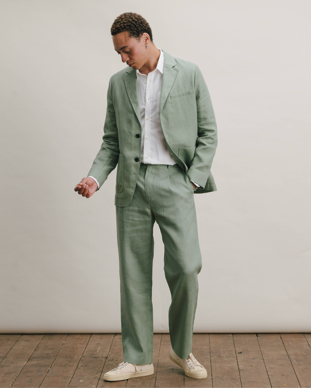 Ash Green Linen Suit
