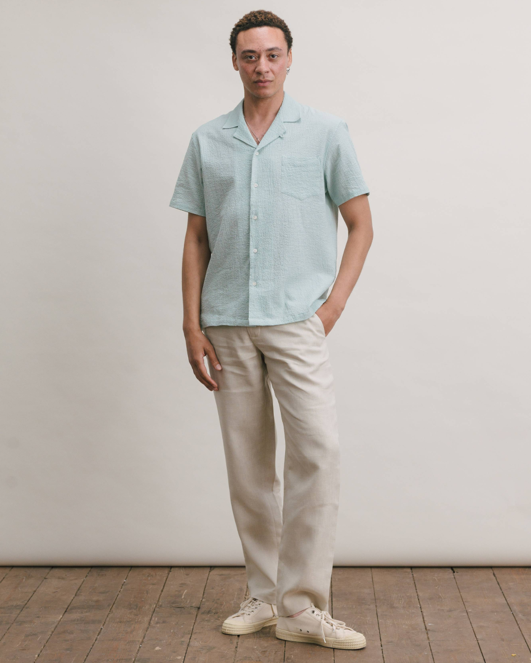 Mint Seersucker Cuban Shirt