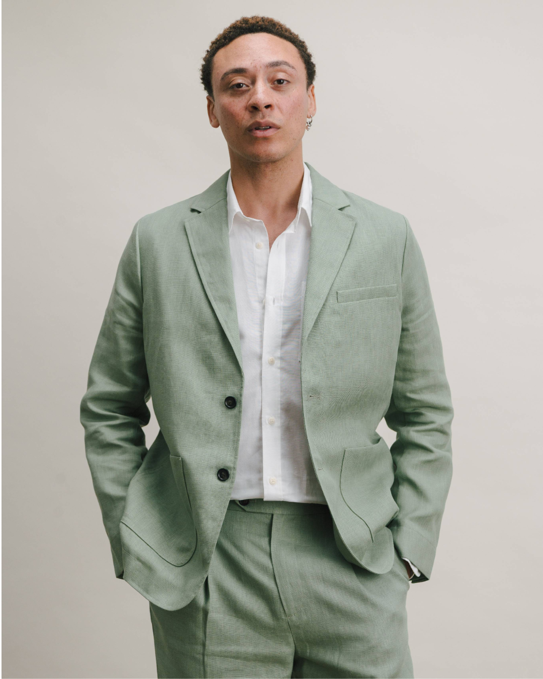 Ash Green Linen Blazer