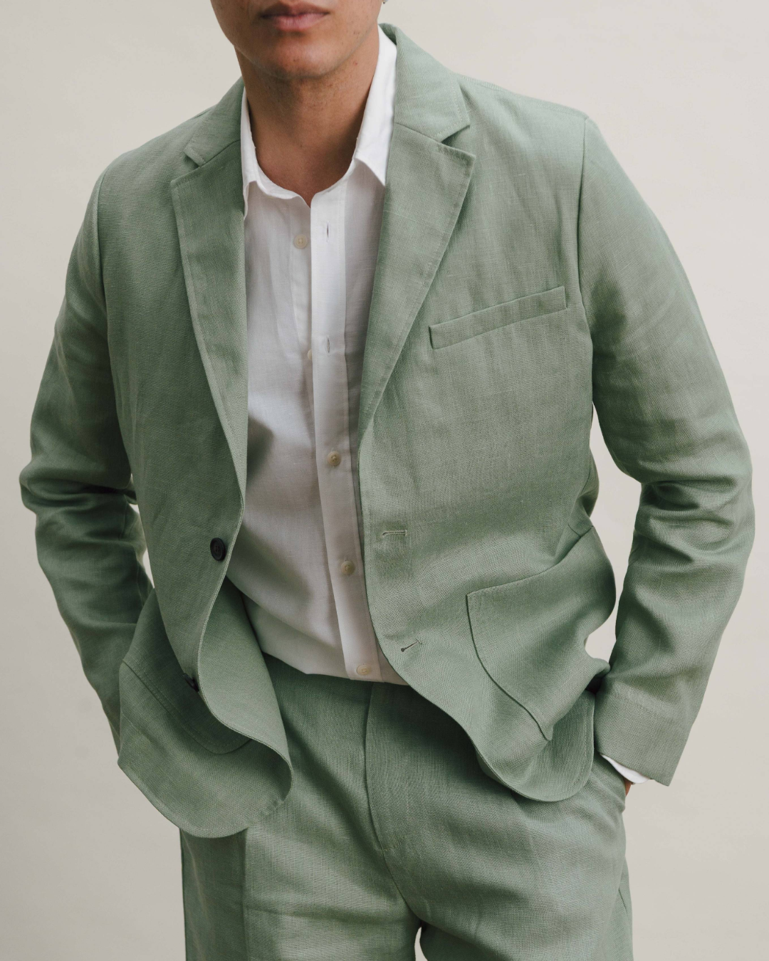 Ash Green Linen Blazer