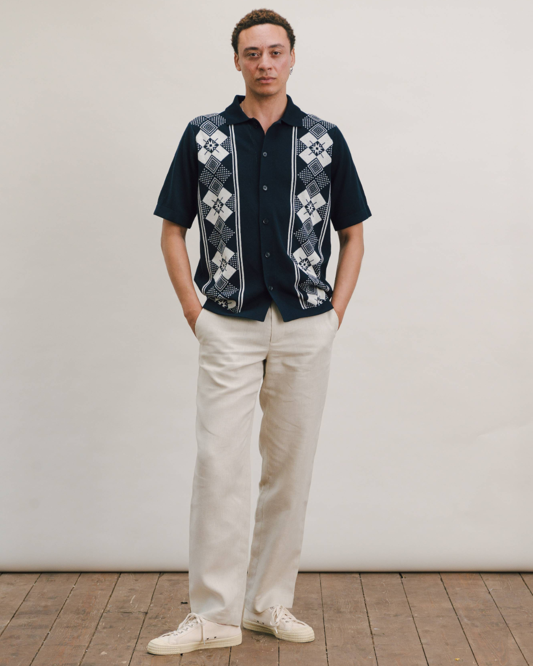 Navy Argyle Jacquard Polo