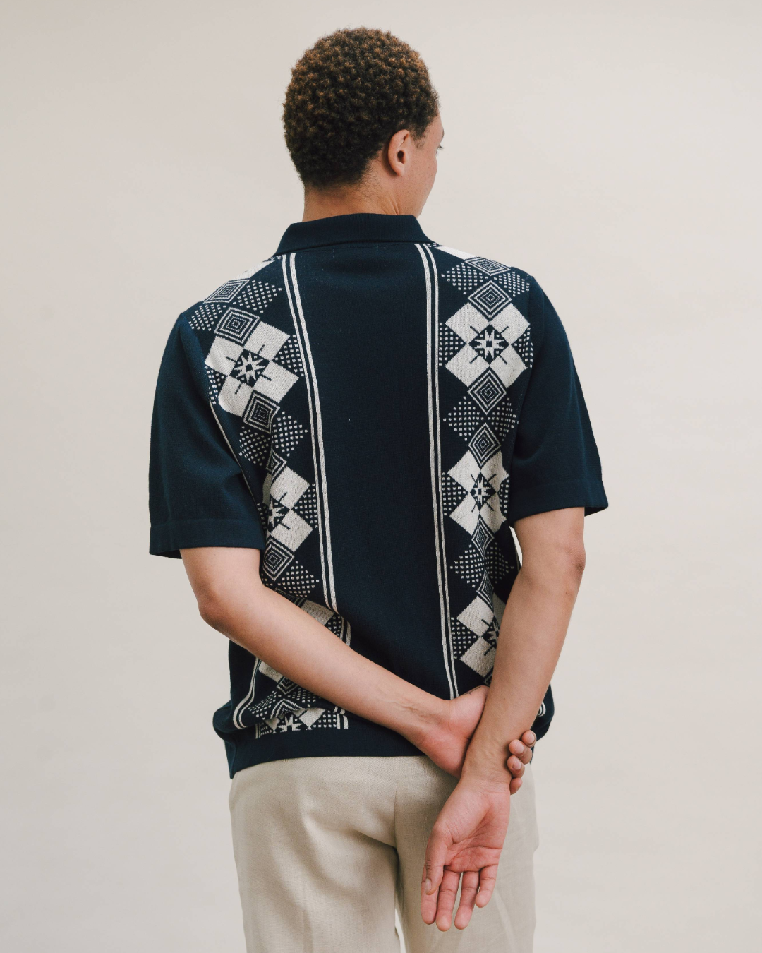 Navy Argyle Jacquard Polo