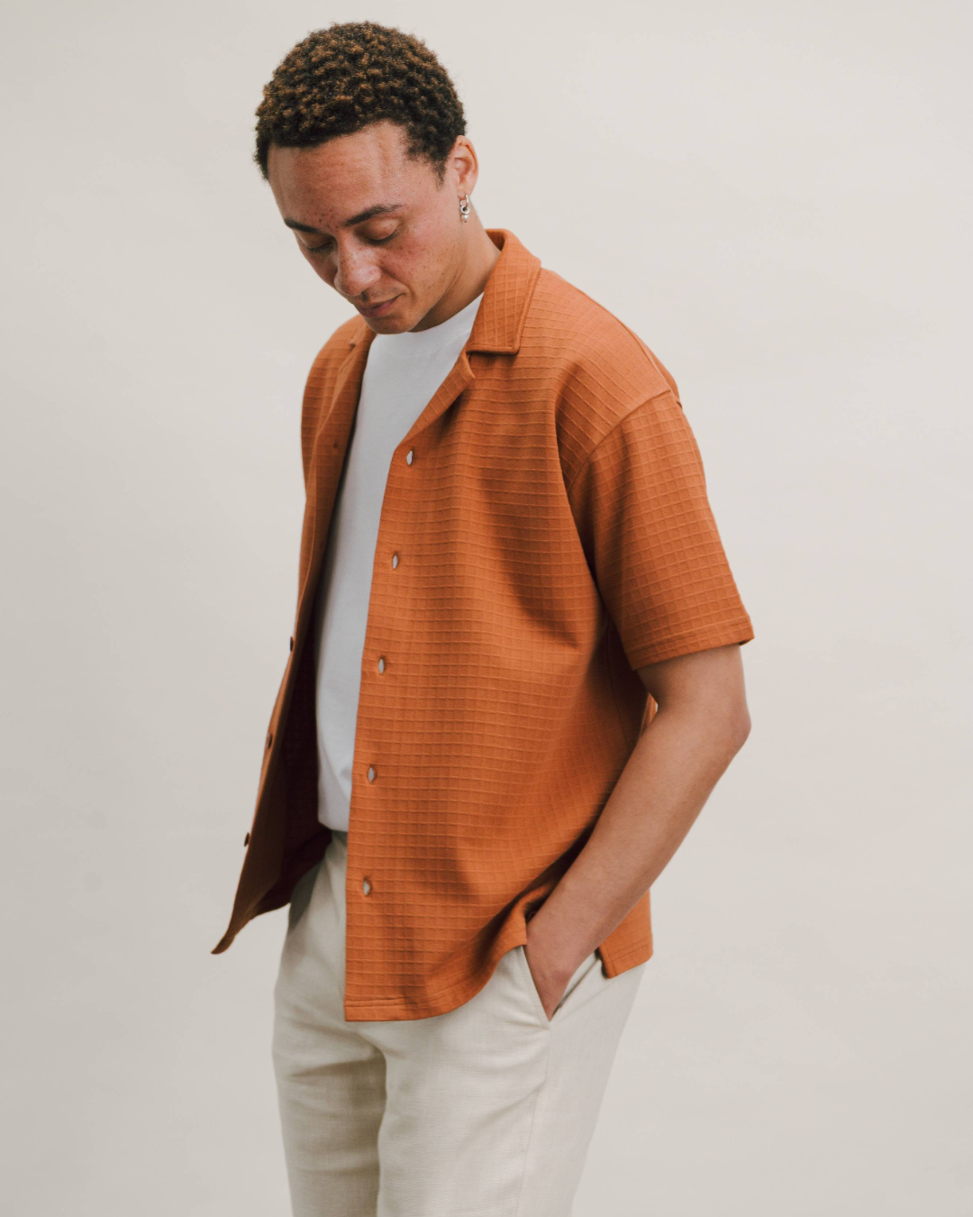 Terracotta Graph Jersey Cuban Shirt