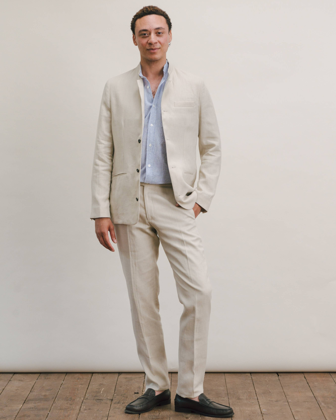 Ivory Linen Nehru Suit