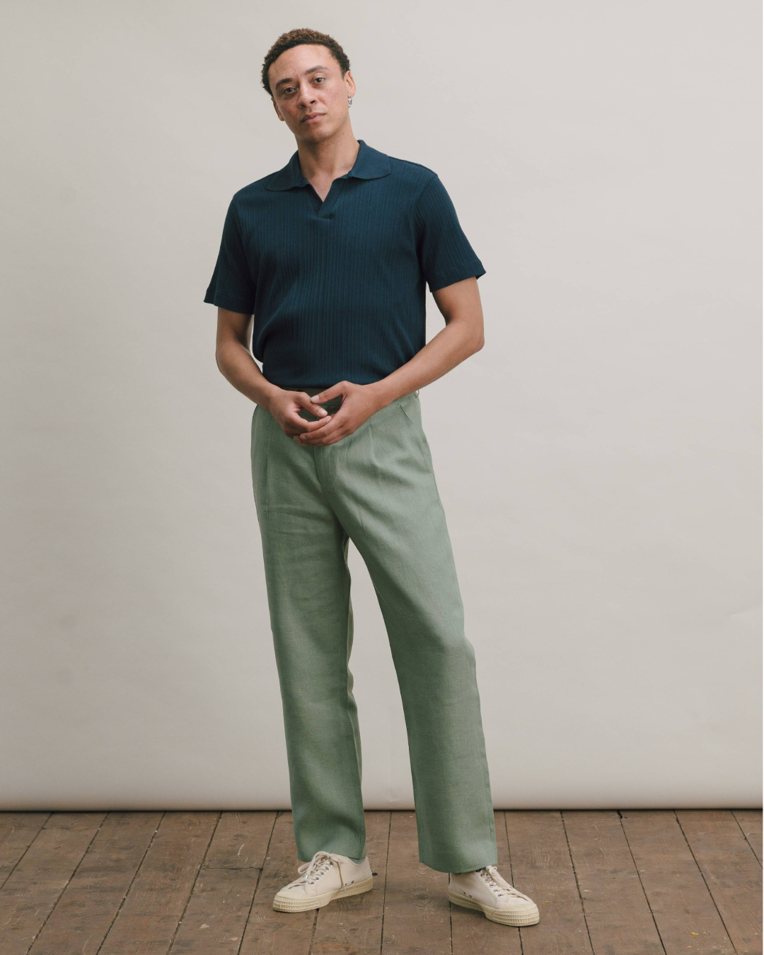 Navy Panel Rib Resort Polo