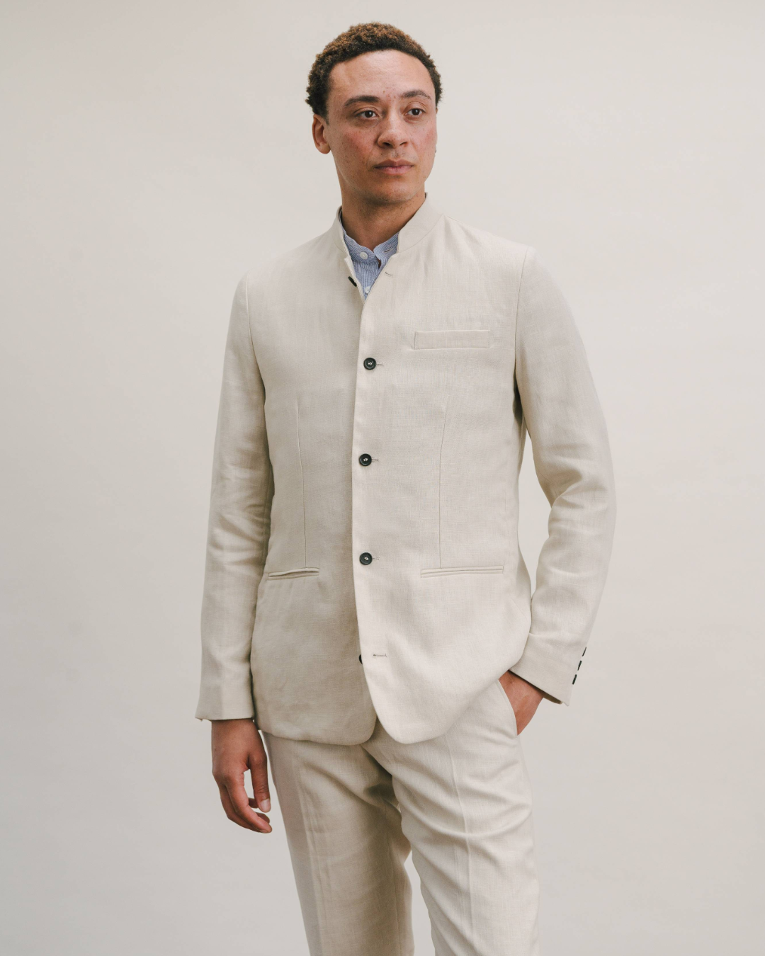 Ivory Linen Nehru Suit