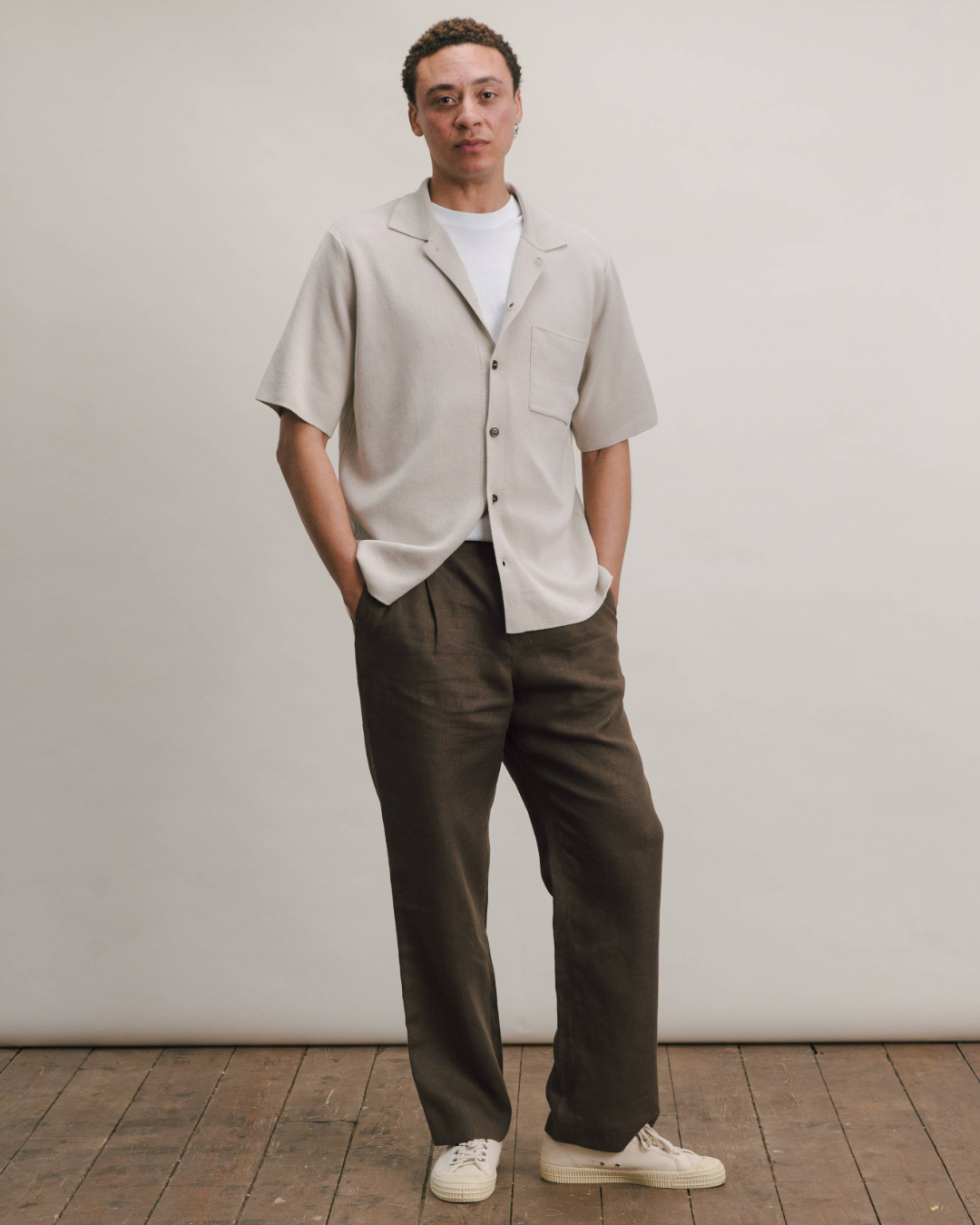 Chalk Cotton Knit Polo