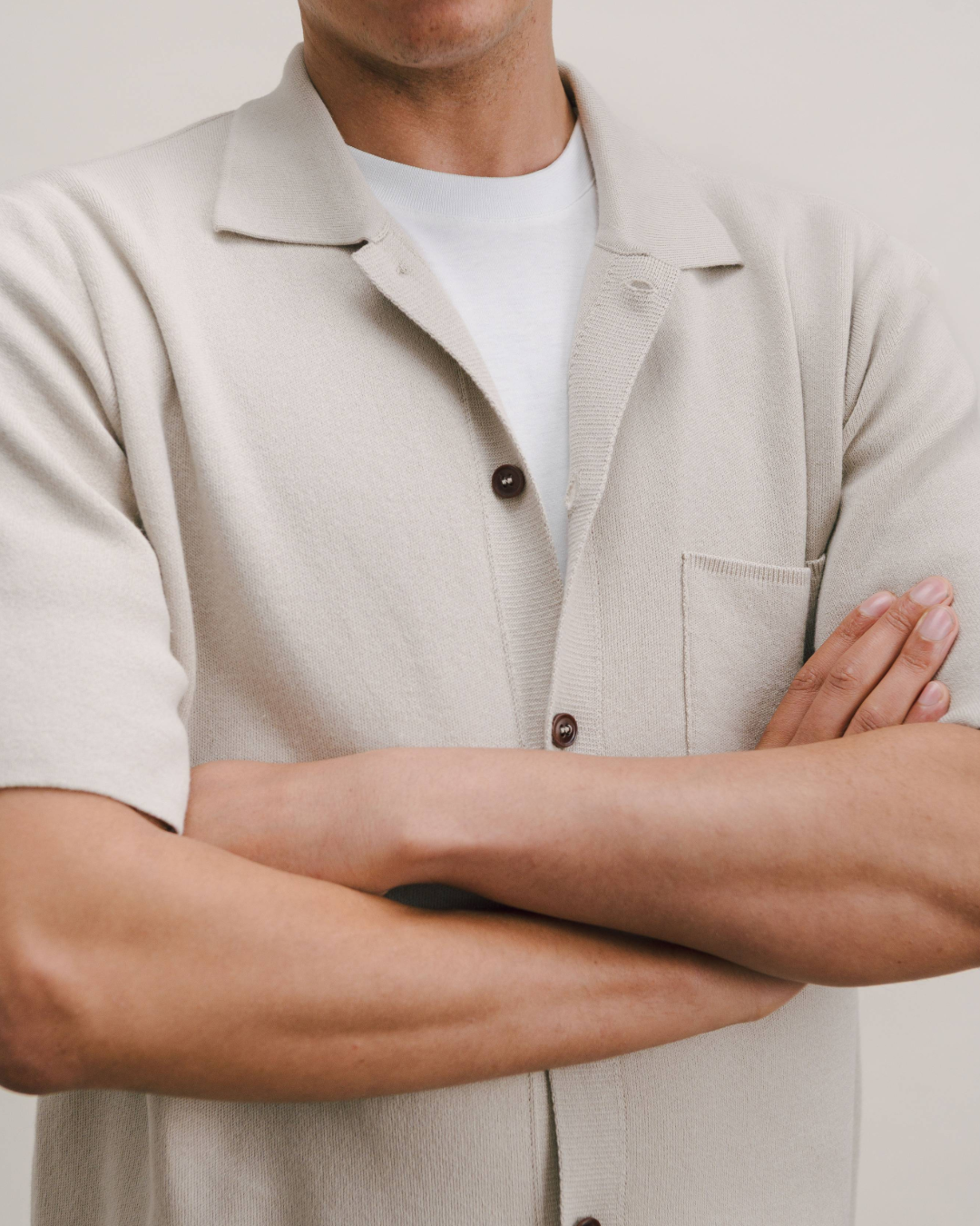 Chalk Cotton Knit Polo