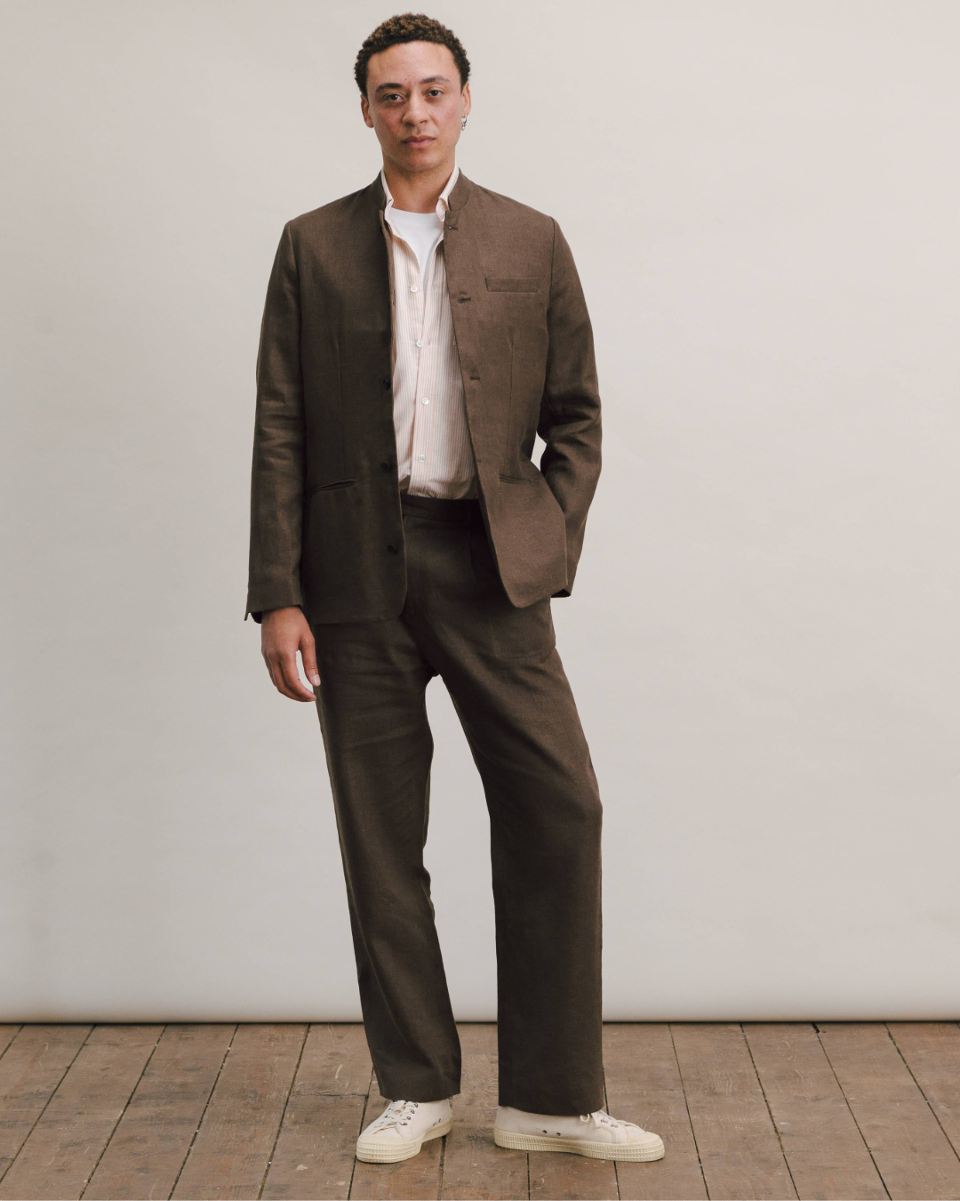 Hickory Brown Linen Nehru Jacket