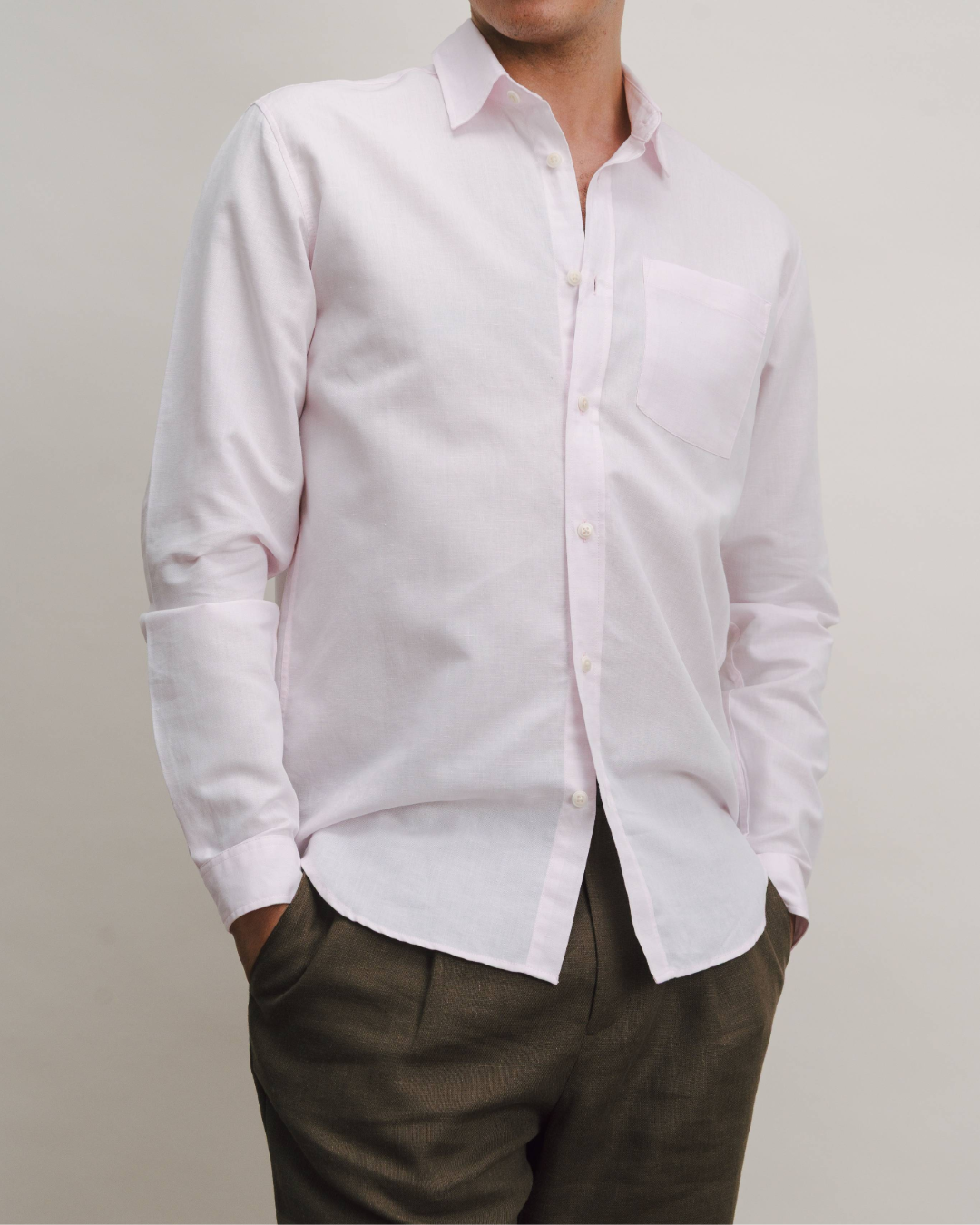 Pink Cotton Linen Shirt