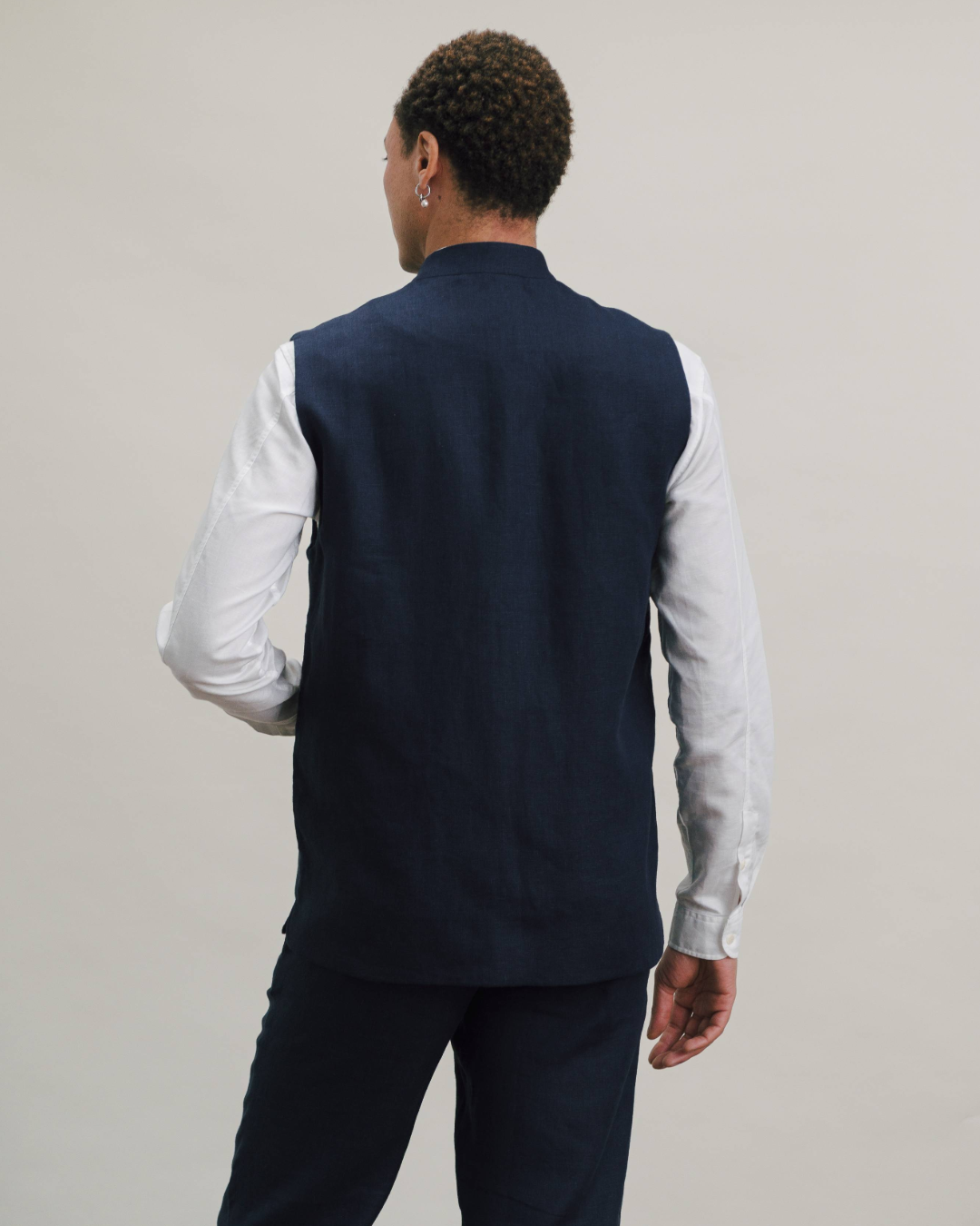 Blue Nights Linen Nehru Waistcoat