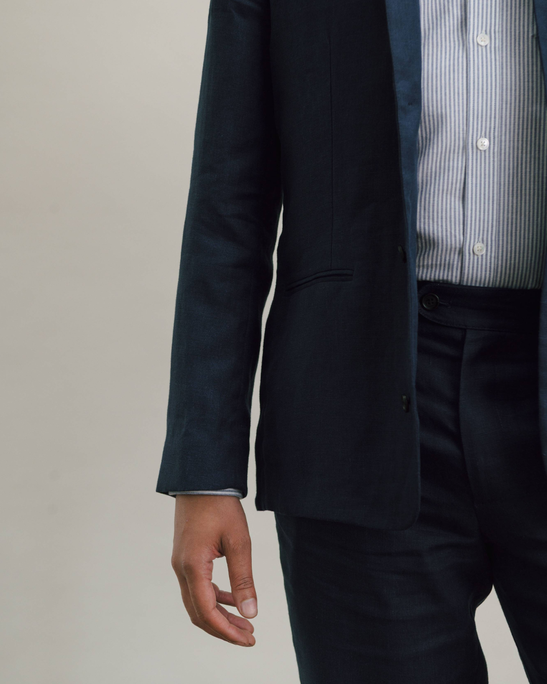 Blue Nights Linen Nehru Jacket