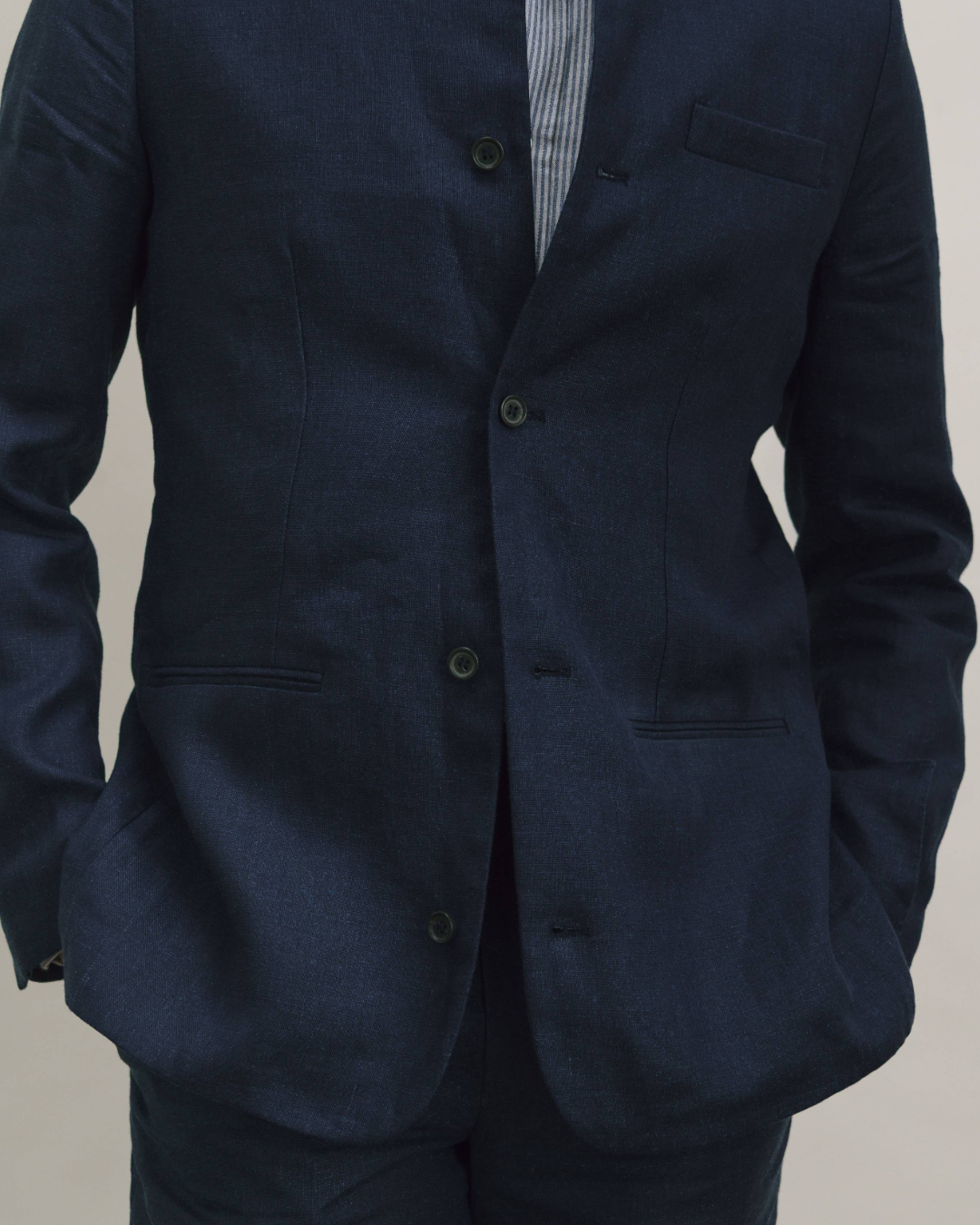 Blue Nights Linen Nehru Jacket