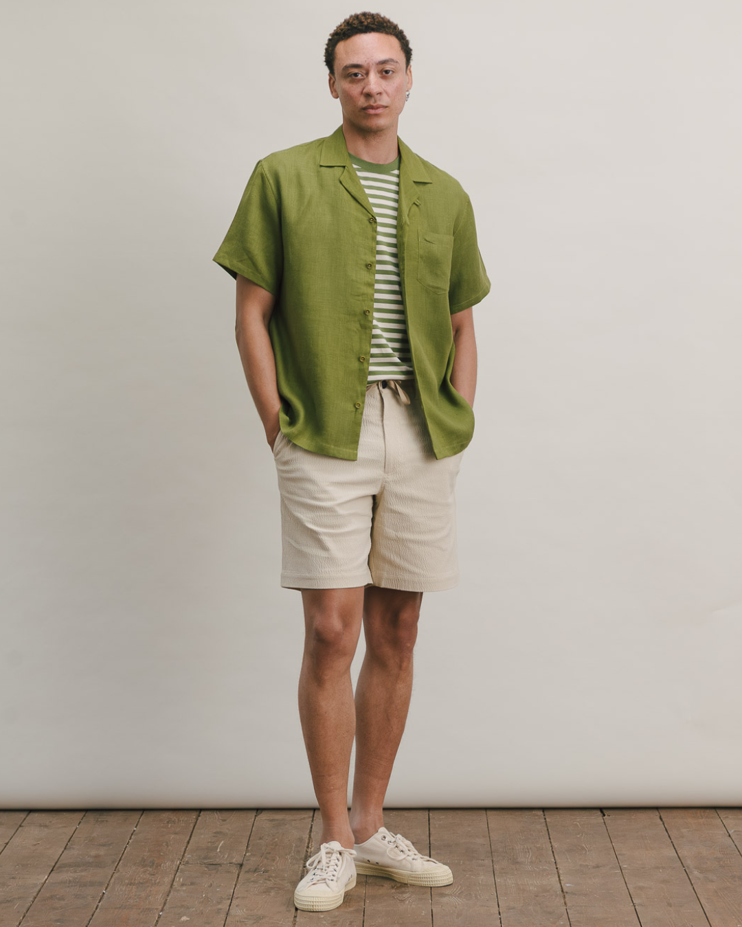 Olive Linen Cuban Shirt