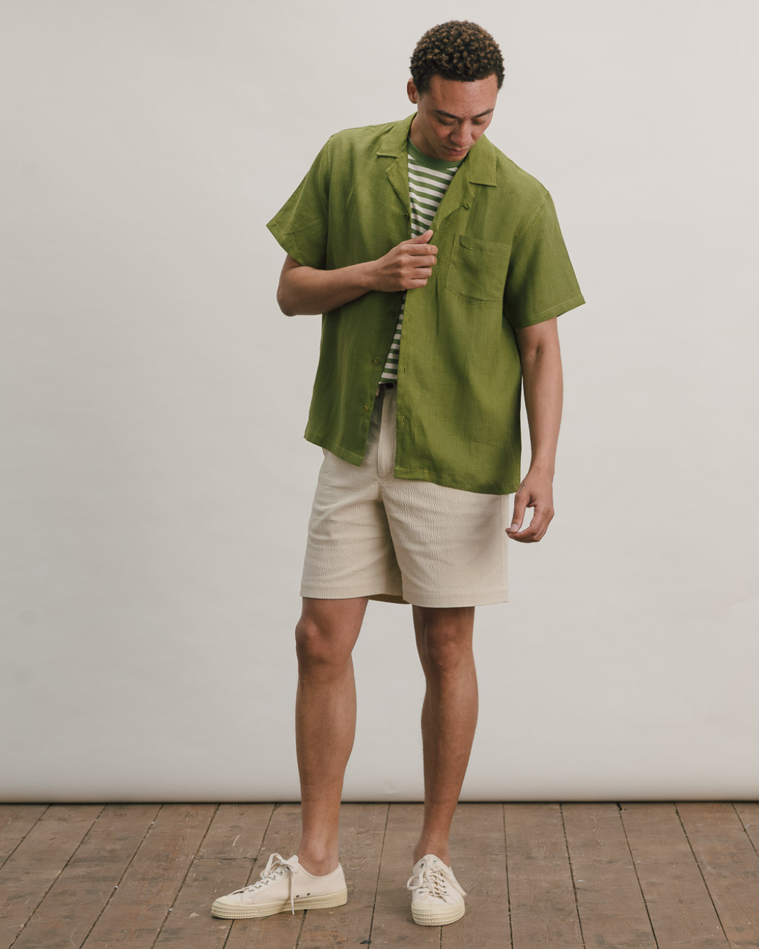 Olive Linen Cuban Shirt