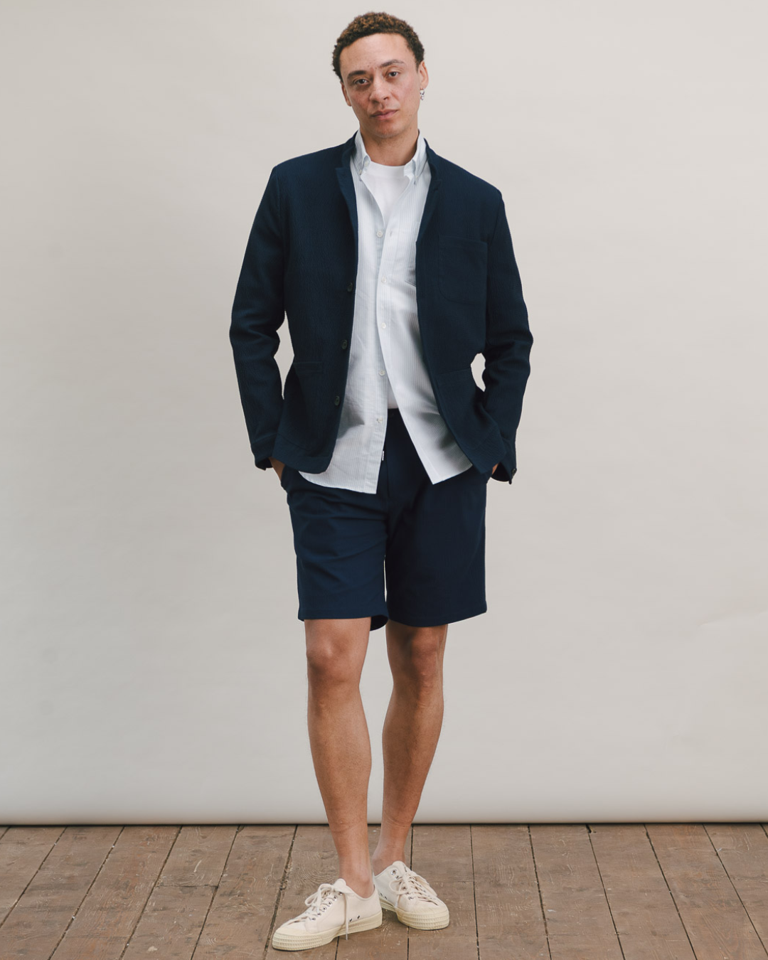 Blue Nights Linen Drawstring Shorts