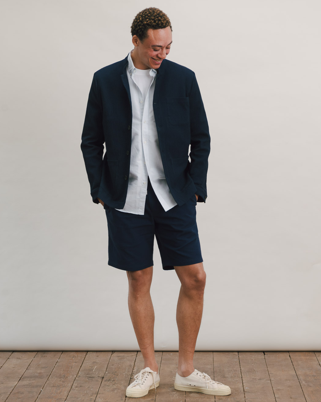 Blue Nights Linen Drawstring Shorts