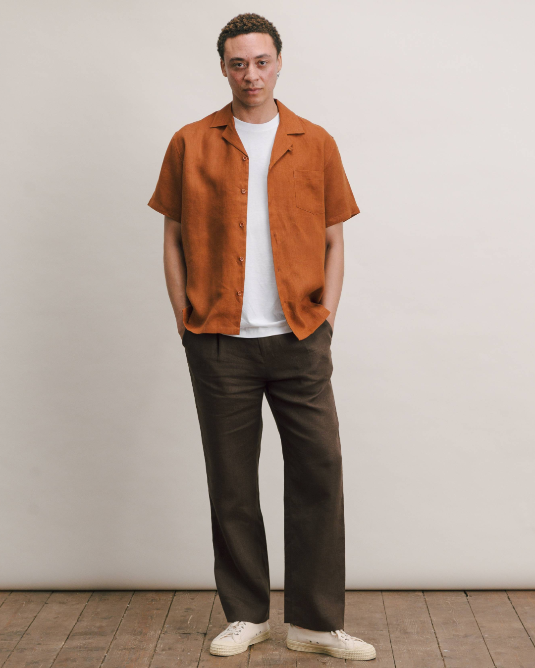Burnt Terracotta Linen Cuban Shirt